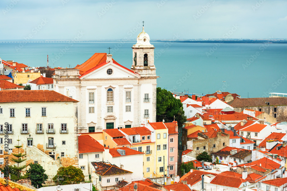 Fototapeta premium Lisbon, Portugal.- February 11, 2018: Street view of downtown in Lisbon, Portugal, Europe