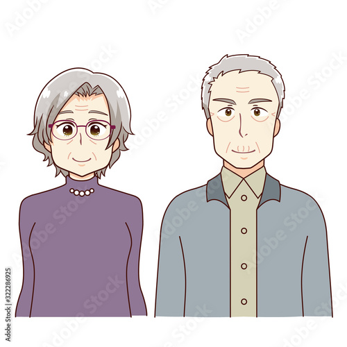 アニメタッチ　老夫婦　2人