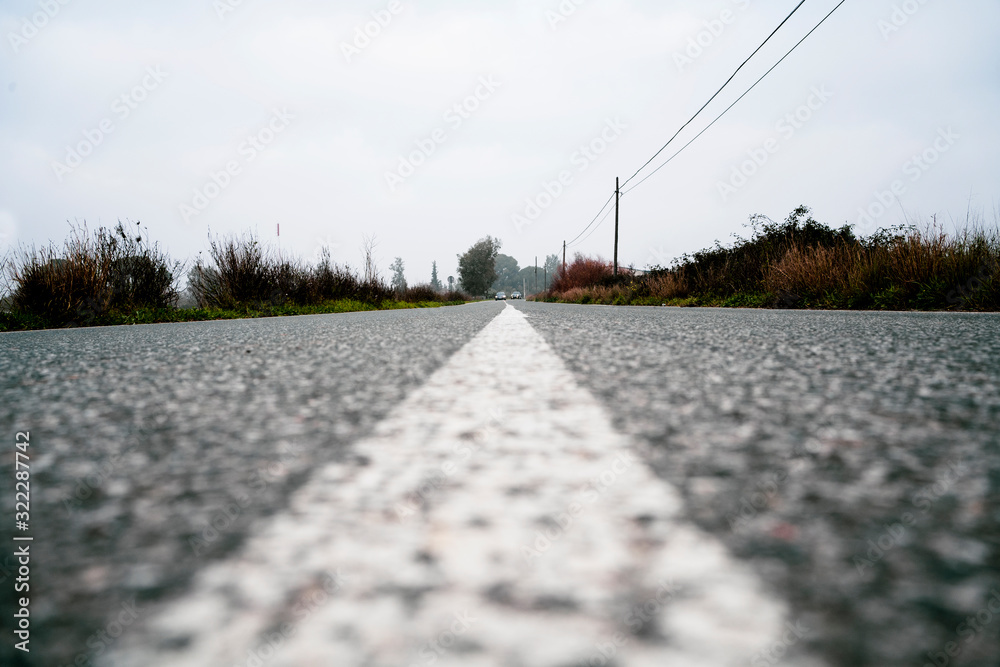 white line painted on the road