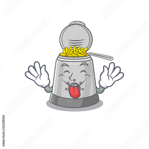 Funny deep fryer mascot design with Tongue out