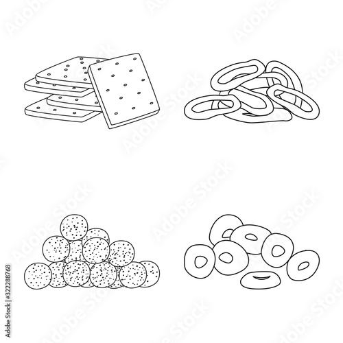 Isolated object of product and menu icon. Collection of product and flavor stock vector illustration.