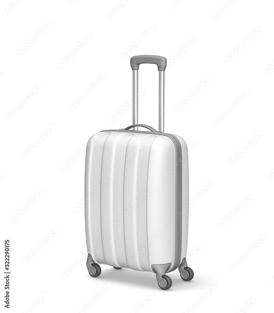 White suitcase isolated on white. Clipping path included White suitcase isolated on white. Clipping path included