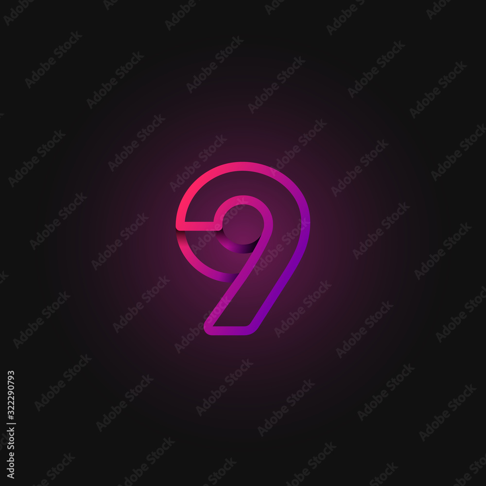 Pink folded line character from a fontset, vector illustration