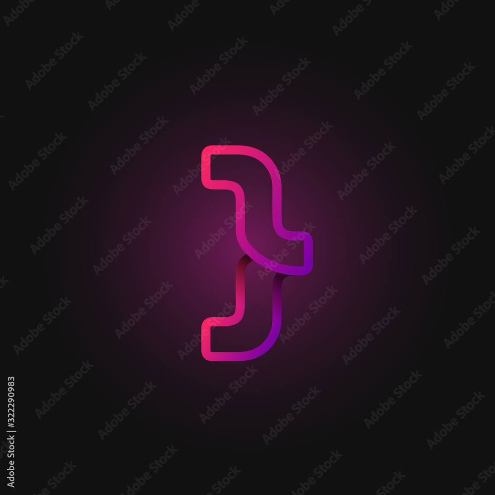 Pink folded line character from a fontset, vector illustration Pink folded line character from a fontset, vector illustration