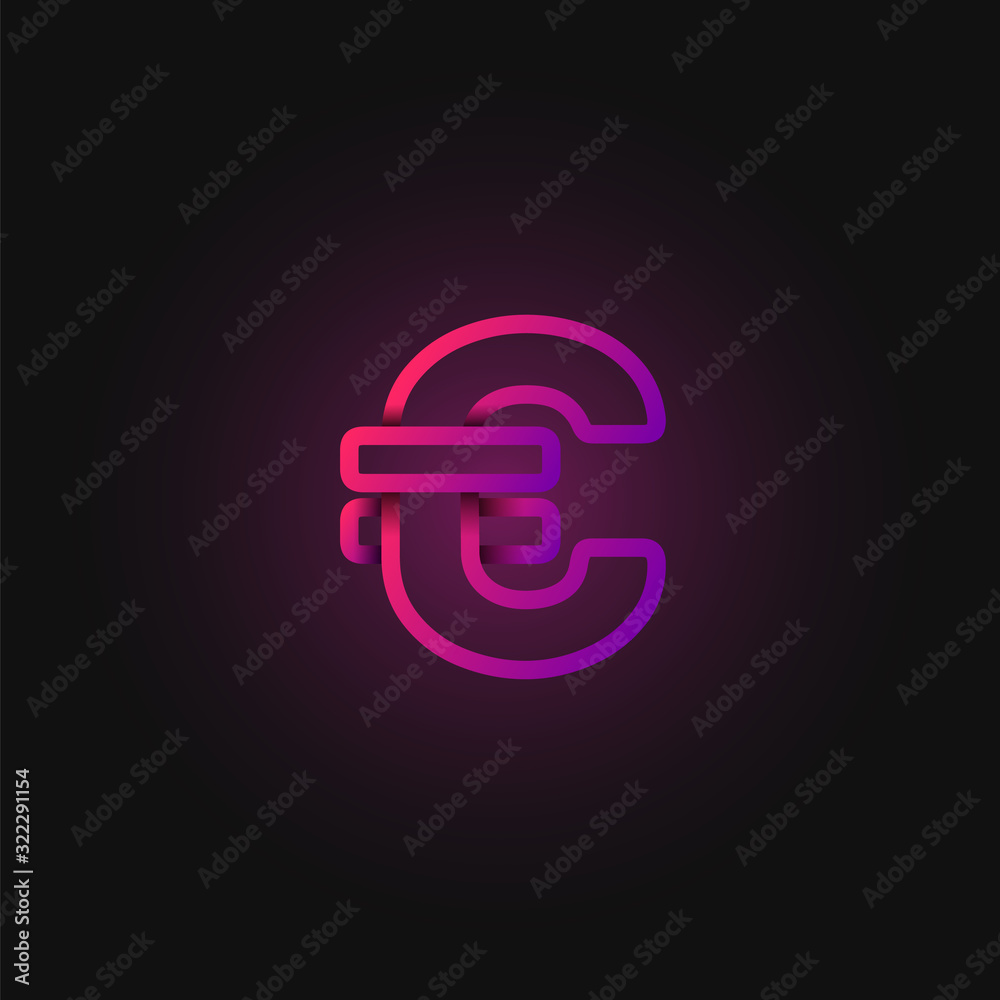 Pink folded line character from a fontset, vector illustration Pink folded line character from a fontset, vector illustration