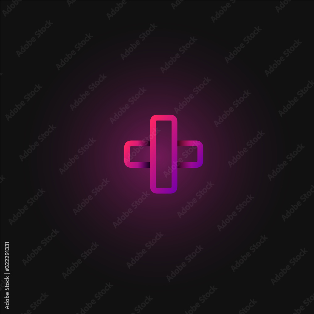 Pink folded line character from a fontset, vector illustration Pink folded line character from a fontset, vector illustration