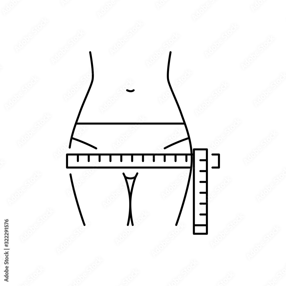 Hips measurement vector icon line style Hips measurement vector icon line style