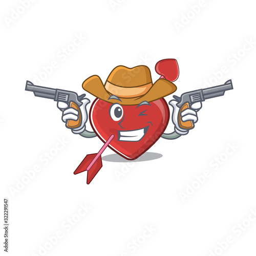 Heart and arrow Cowboy cartoon concept having guns