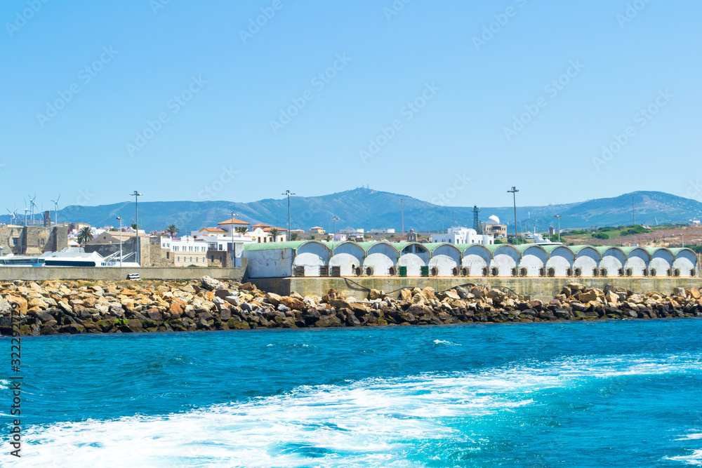 Tarifa city view from the Strait of Gibraltar, Andalusia, Spain Tarifa city view from the Strait of Gibraltar, Andalusia, Spain