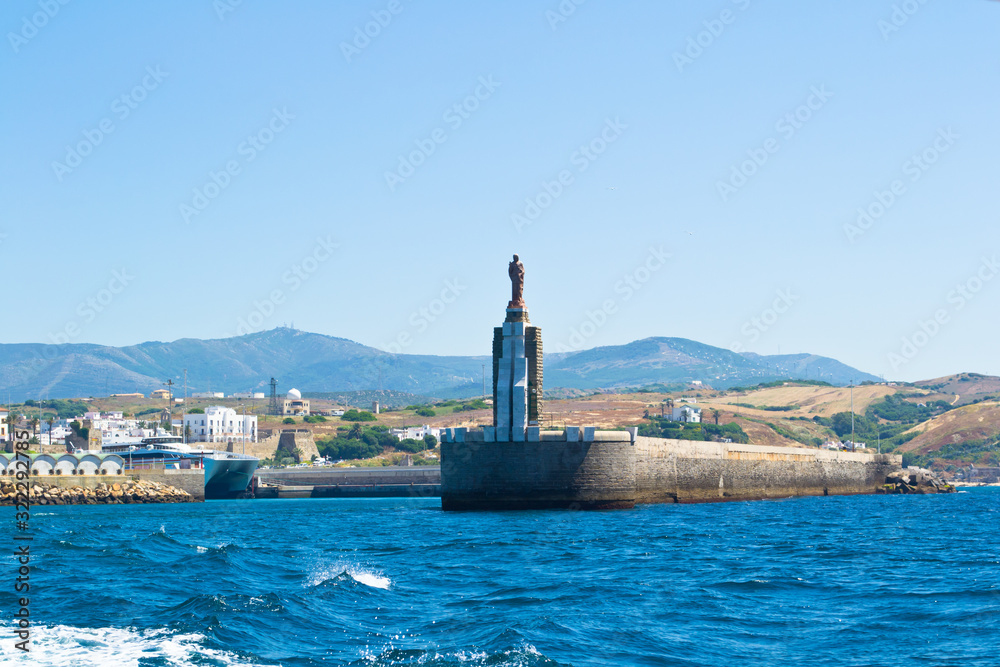 Tarifa city view from the Strait of Gibraltar, Andalusia, Spain