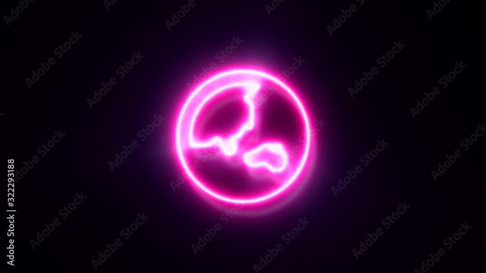 Pink neon Asia sign blinks and appear in center Pink neon Asia sign blinks and appear in center