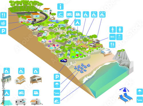 plant camping information map summer caravaning hollidays beach nature sea 