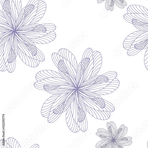 Light pattern with a contour pattern on a white background. Vector flower, endless texture for fabric, tiles, bedding and wallpaper on the wall.