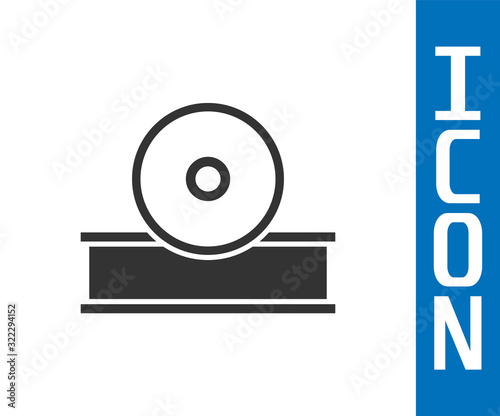 Grey Otolaryngological head reflector icon isolated on white background. Equipment for inspection the patient's ear, throat and nose.  Vector Illustration