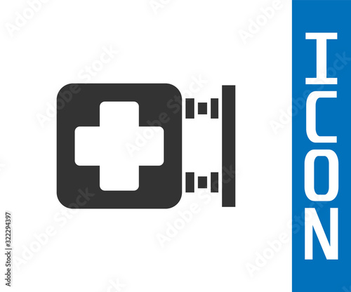 Grey Hospital signboard icon isolated on white background.  Vector Illustration