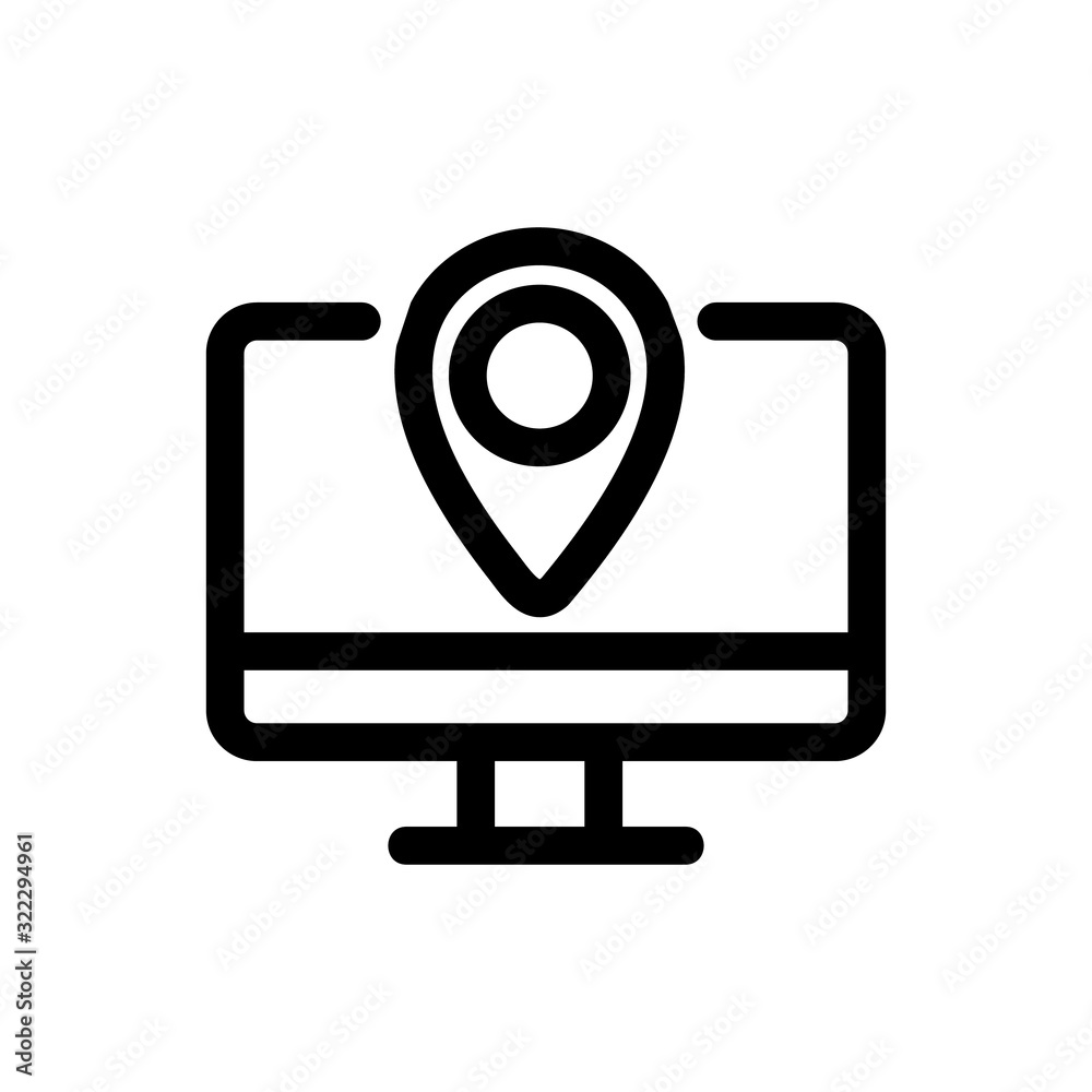 Address monitor icon vector. Thin line sign. Isolated contour symbol illustration