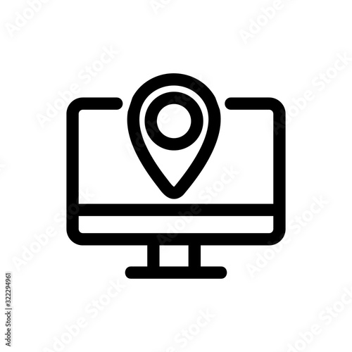 Address monitor icon vector. Thin line sign. Isolated contour symbol illustration