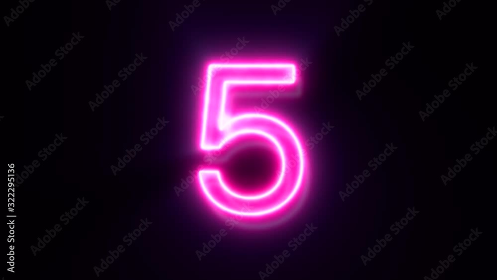Pink neon number 5 blinks and appear in center Pink neon number 5 blinks and appear in center