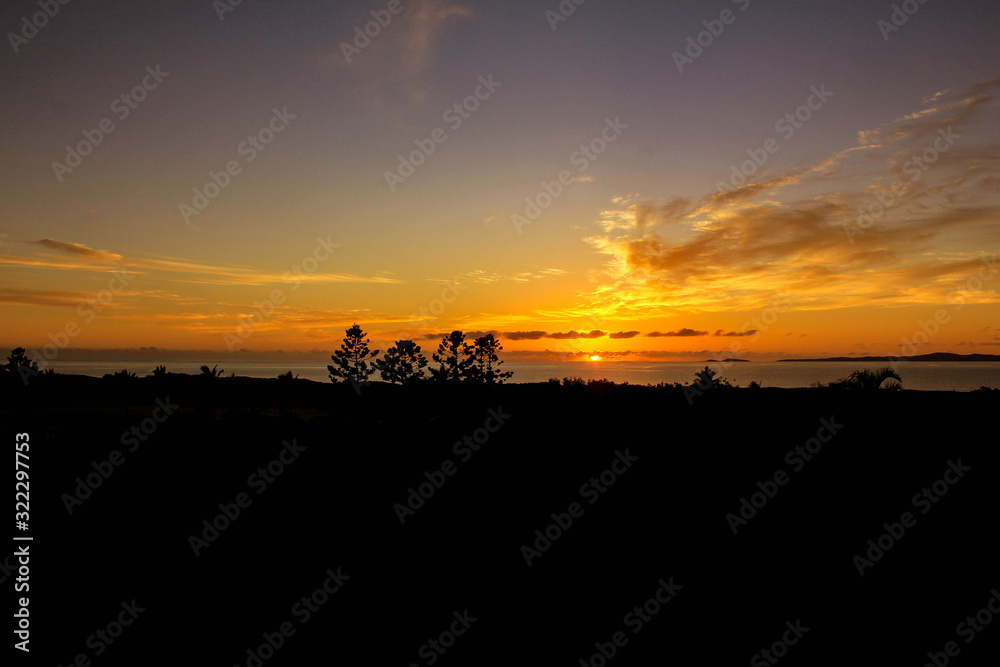 Vivid sunset over the sea at Yeppoon, Queensland, Australia Vivid sunset over the sea at Yeppoon, Queensland, Australia