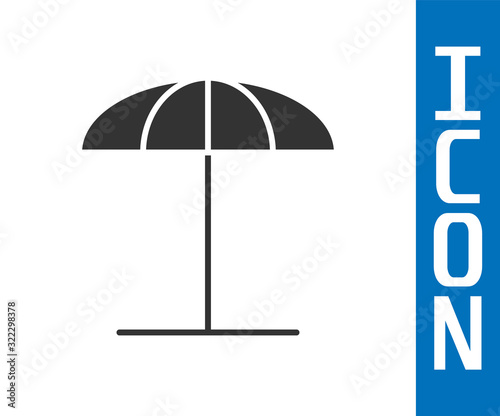 Grey Sun protective umbrella for beach icon isolated on white background. Large parasol for outdoor space. Beach umbrella.  Vector Illustration