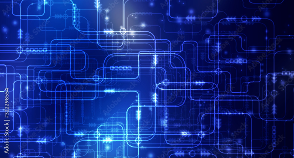 Fototapeta premium 2d illustration Abstract futuristic electronic circuit technology background