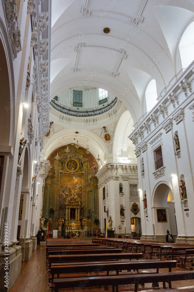 Toledo, Spain - JANUARY 2, 2020: Interior of Church of san Idelfonso in Toledo