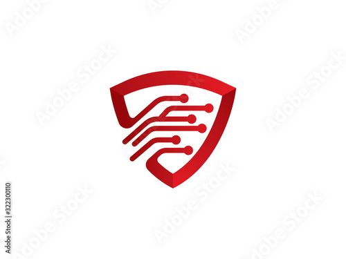 Shield Technology Logo Template Design