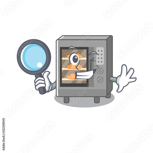 Elegant and Smart oven cake Detective cartoon design concept