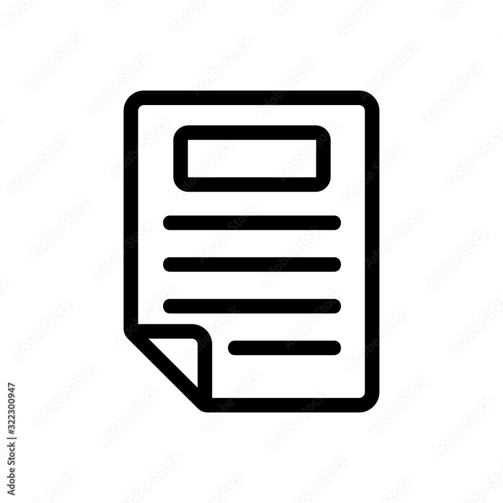 newspaper icon vector. Thin line sign. Isolated contour symbol illustration