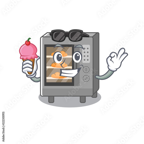 happy face oven cake cartoon design with ice cream