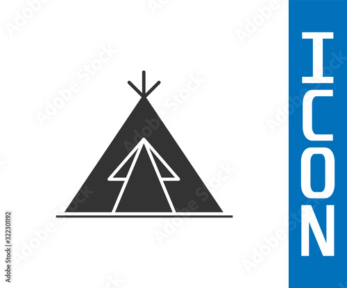 Grey Traditional indian teepee or wigwam icon isolated on white background. Indian tent. Vector Illustration