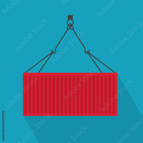 red cargo cointaner icon- vector illustration photo