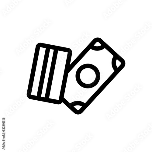 Money card icon vector. Thin line sign. Isolated contour symbol illustration