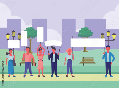 activists people with protest banners