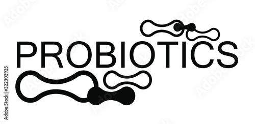 Probiotics text background. Micro probiotic microorganism