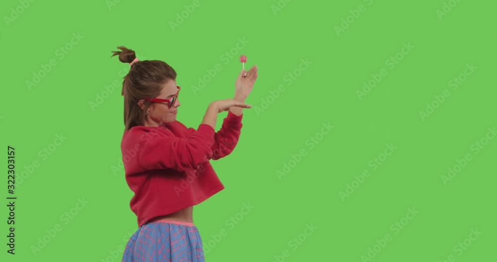 woman with big red lollipop woman with big red lollipop