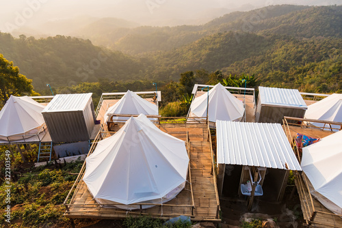 Camping tents on the mountains in Chiang Mai, Thailand.