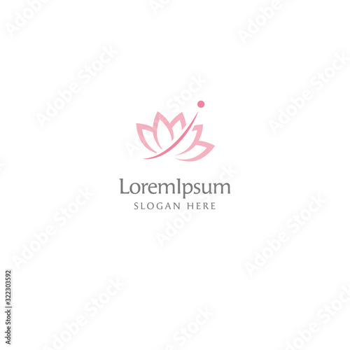 Pink lotus flower logo design template on white