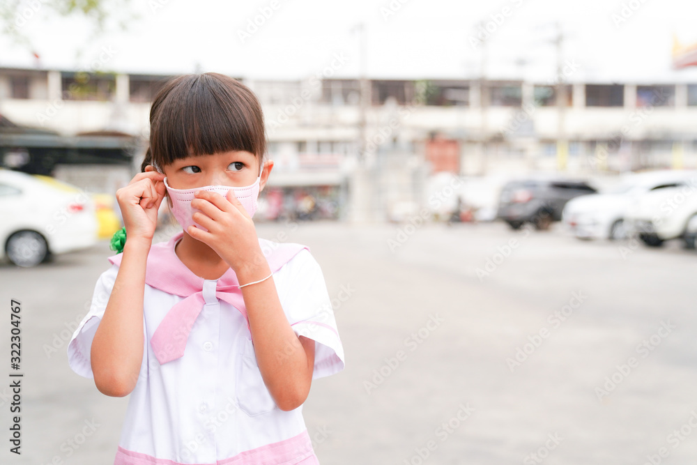 Students wear masks to protect against dust and viral diseases. Corona virus Air Pollution Particulate Matter. Students wear masks to protect against dust and viral diseases. Corona virus Air Pollution Particulate Matter.