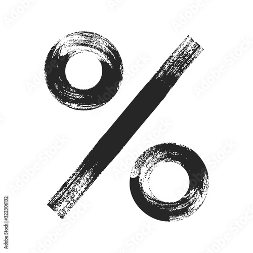 Percent sign icon. Hand drawn style. Black illustration isolated on white background. 