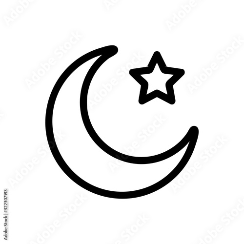Moon icon vector. Thin line sign. Isolated contour symbol illustration
