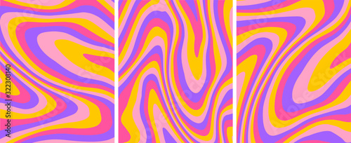 Fototapeta Retro psychedelic abstract art template set,vector