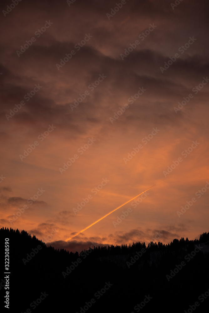 Mountain Range in French Alps during sunset Mountain Range in French Alps during sunset