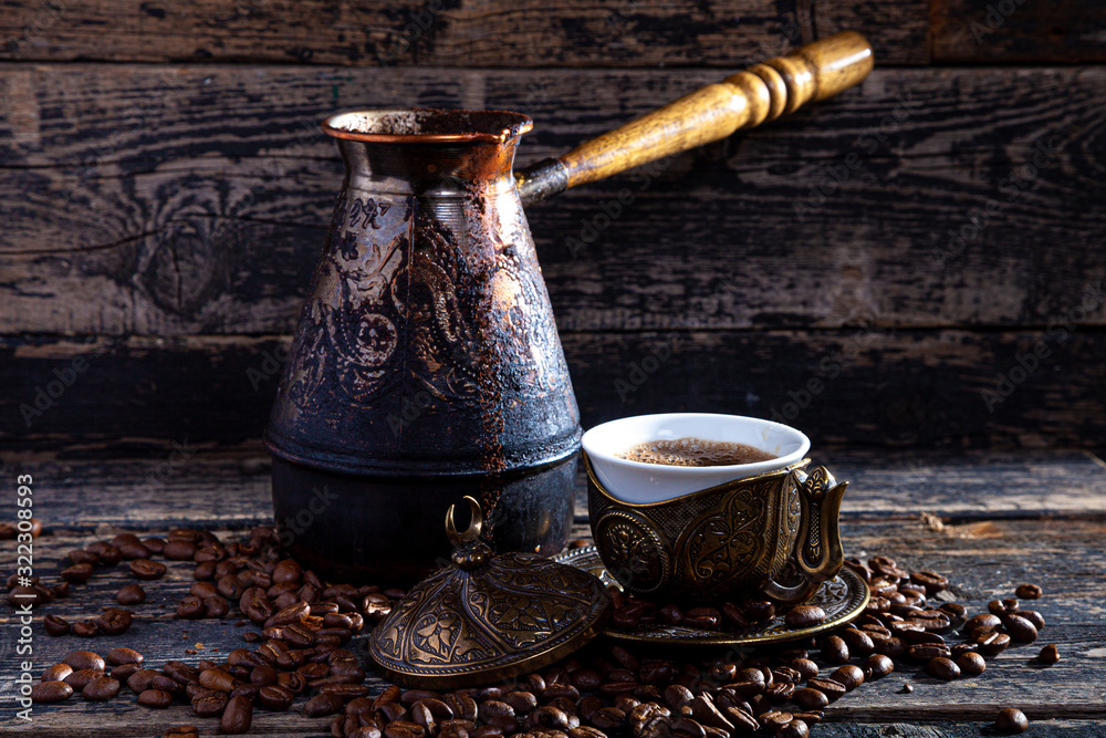 Hot cofee on wood background Hot cofee on wood background