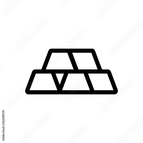 Gold bullion icon vector. Thin line sign. Isolated contour symbol illustration