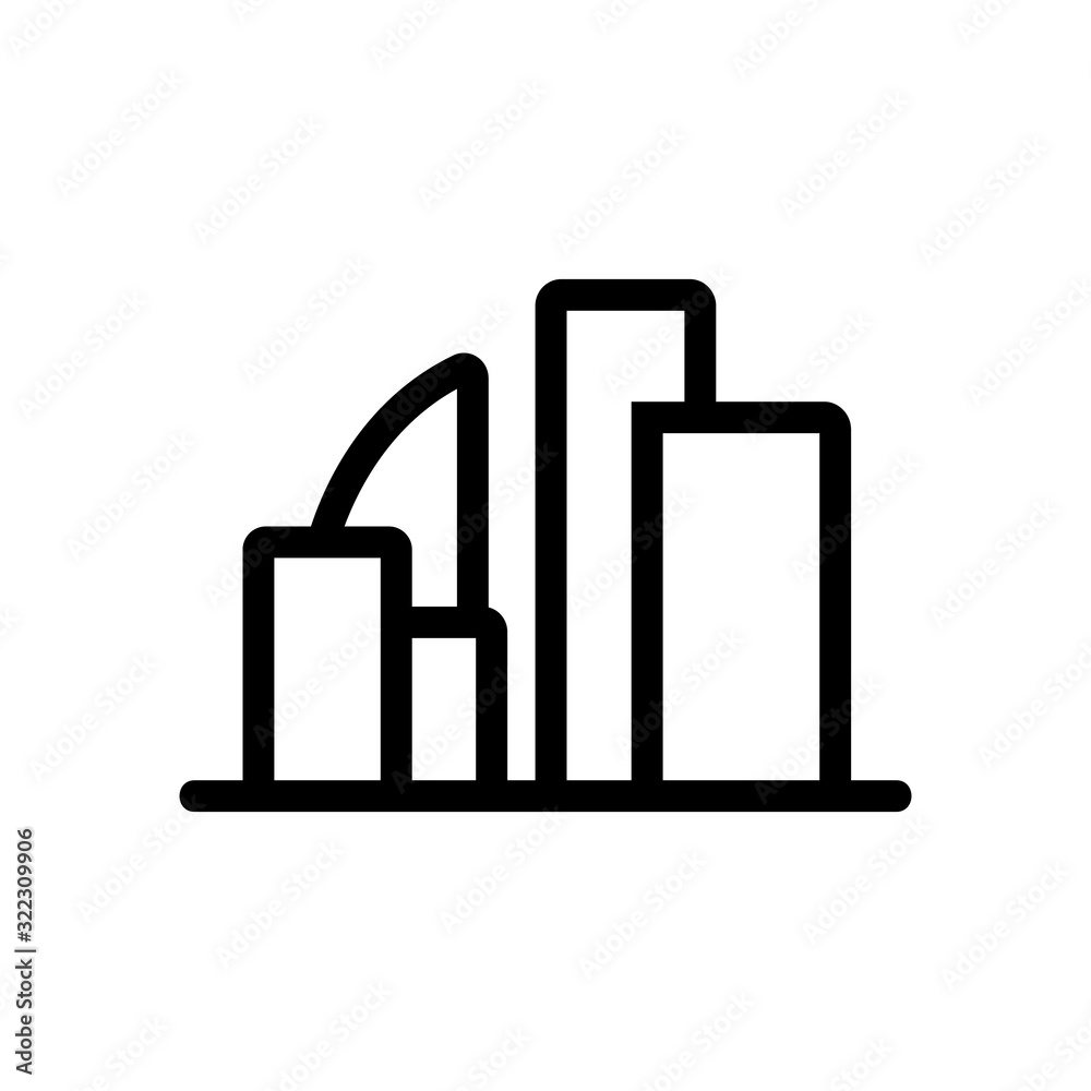 City icon vector. Thin line sign. Isolated contour symbol illustration City icon vector. Thin line sign. Isolated contour symbol illustration