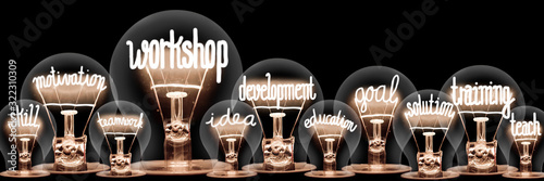 Light Bulbs with Workshop Concept photo