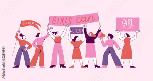 Vector illustration - greeting card and banner for international women's day
