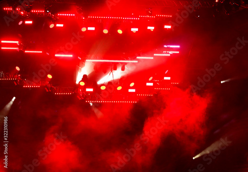 Red light on a rock concert stage as background