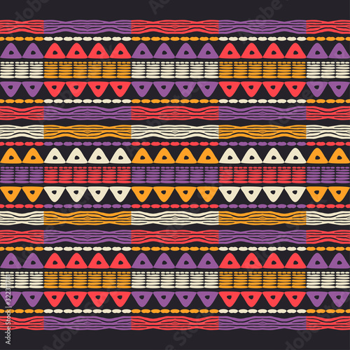 African ornament. Seamless pattern. Tribal motif. Vector illustration for web design or print.